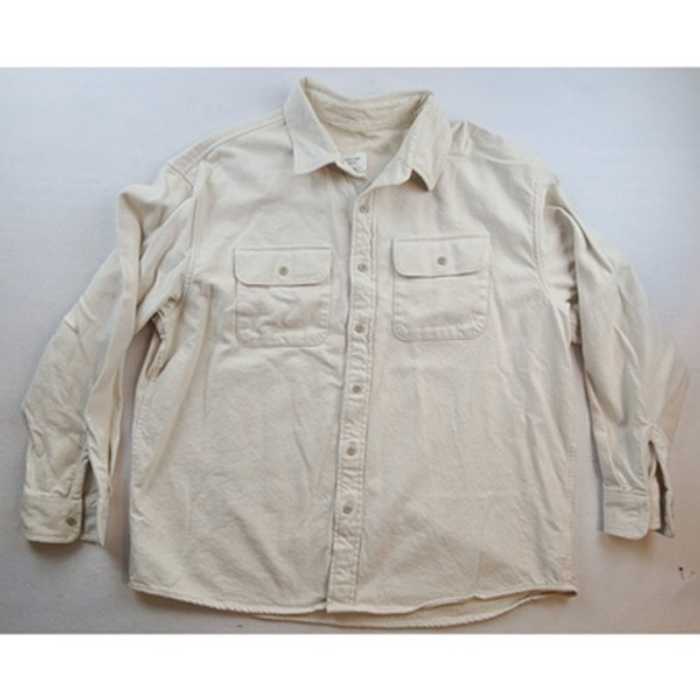 American Eagle Mens XL Ivory Heavy Flannel Shirt Jacket Button Up Long Sleeve